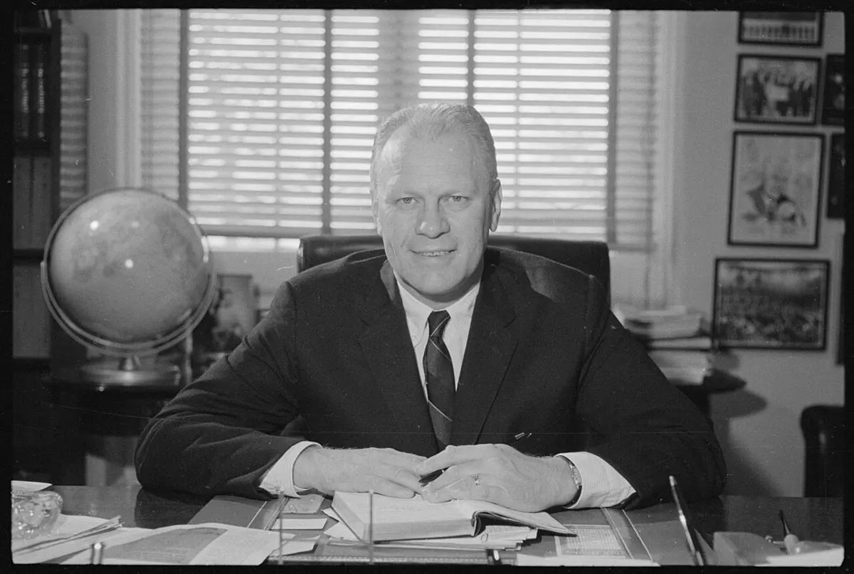 Congressman Gerald Ford at his desk